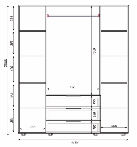 Шафа Версаль 4Д 3Ш Венге (чорна ручка) - Фото_13